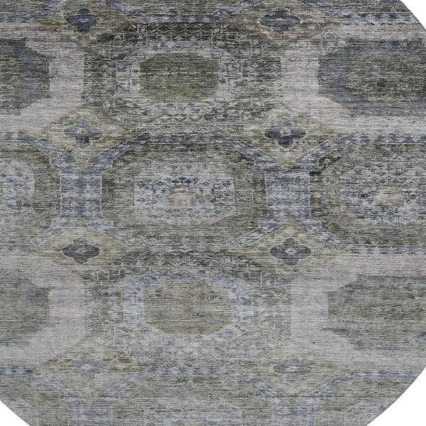 HomeRoots 8' X 10' Coffee and Gray Abstract Geometric Area Rug – Washable, UV-Protected, Stain-Resistant Design 708956