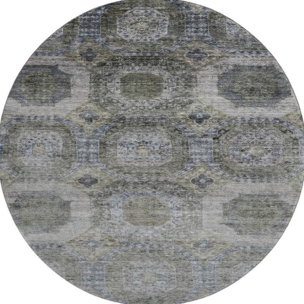 HomeRoots 8' X 10' Coffee and Gray Abstract Geometric Area Rug – Washable, UV-Protected, Stain-Resistant Design 708956