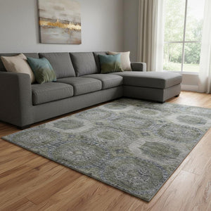 HomeRoots 9' X 12' Coffee and Gray Abstract Geometric Area Rug – Washable, UV-Protected, Pet-Friendly Design 708957