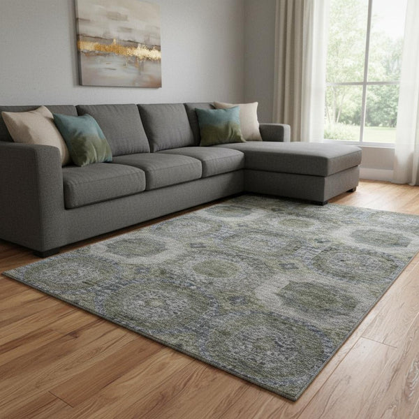 HomeRoots 9' X 12' Coffee and Gray Abstract Geometric Area Rug – Washable, UV-Protected, Pet-Friendly Design 708957