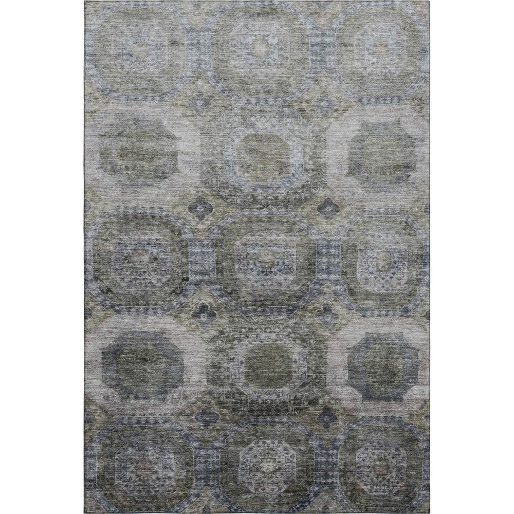 HomeRoots 9' X 12' Coffee and Gray Abstract Geometric Area Rug – Washable, UV-Protected, Pet-Friendly Design 708957