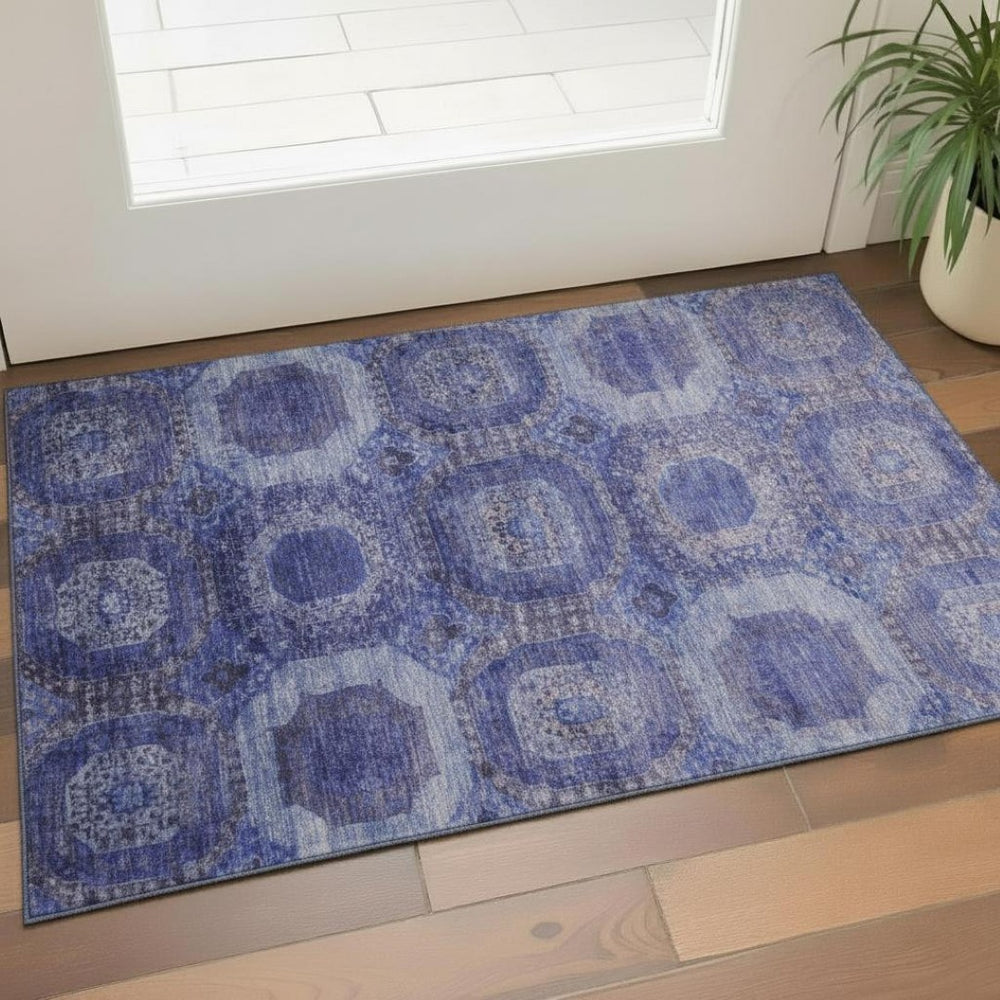 HomeRoots 5' X 8' Purple and Lavender Abstract Geometric Area Rug – Washable, UV Protected, Stylish & Durable 708960