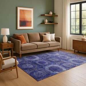 HomeRoots 5' X 8' Purple and Lavender Abstract Geometric Area Rug – Washable, UV Protected, Stylish & Durable 708960
