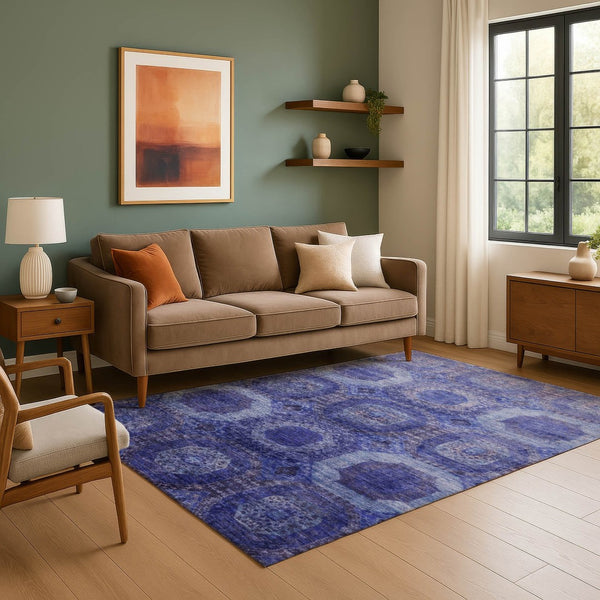 HomeRoots 5' X 8' Purple and Lavender Abstract Geometric Area Rug – Washable, UV Protected, Stylish & Durable 708960