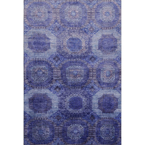 HomeRoots 8' Abstract Geometric Round Rug in Purple and Lavender - Washable, UV Protected & Pet Friendly! 708961