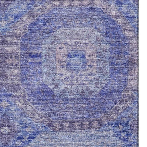 HomeRoots 8' Abstract Geometric Round Rug in Purple and Lavender - Washable, UV Protected & Pet Friendly! 708961