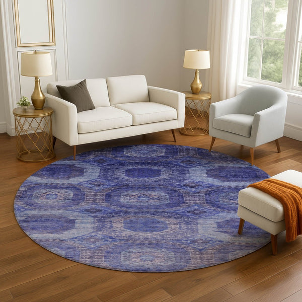 HomeRoots 8' X 10' Purple & Lavender Abstract Geometric Area Rug – Washable, UV Protected, Modern Style for Any Room 708962