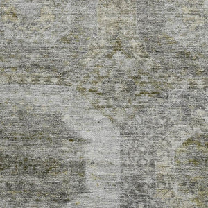 HomeRoots 5' Stylish Pewter Gray & Beige Abstract Geometric Washable Area Rug with Non-Slip Backing & UV Protection 708966