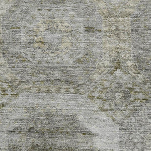 HomeRoots 8' Stylish Pewter Gray and Beige Abstract Round Rug - Washable, UV-Protected, Ideal for High-Traffic Areas 708967