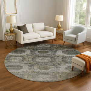 HomeRoots 8' X 10' Washable Pewter Gray and Beige Area Rug with UV Protection for Stylish, Easy Care Spaces 708968
