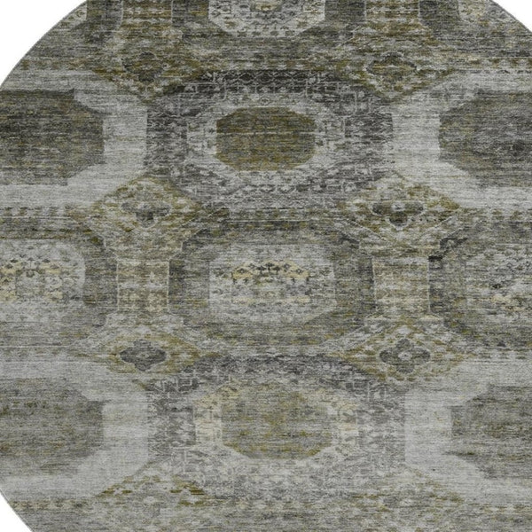 HomeRoots 8' X 10' Washable Pewter Gray and Beige Area Rug with UV Protection for Stylish, Easy Care Spaces 708968