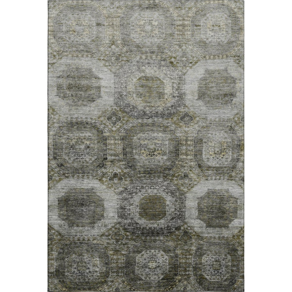 HomeRoots 9' X 12' Stylish Pewter Gray and Beige Geometric Washable Area Rug with UV Protection & Durability 708969
