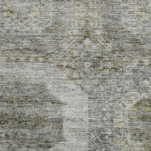 HomeRoots 9' X 12' Stylish Pewter Gray and Beige Geometric Washable Area Rug with UV Protection & Durability 708969
