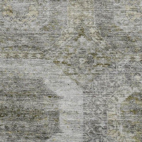 HomeRoots 9' X 12' Stylish Pewter Gray and Beige Geometric Washable Area Rug with UV Protection & Durability 708969