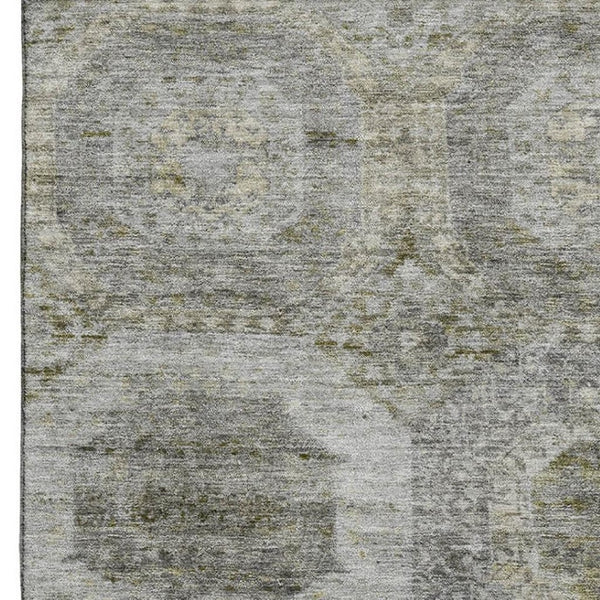 HomeRoots 9' X 12' Stylish Pewter Gray and Beige Geometric Washable Area Rug with UV Protection & Durability 708969