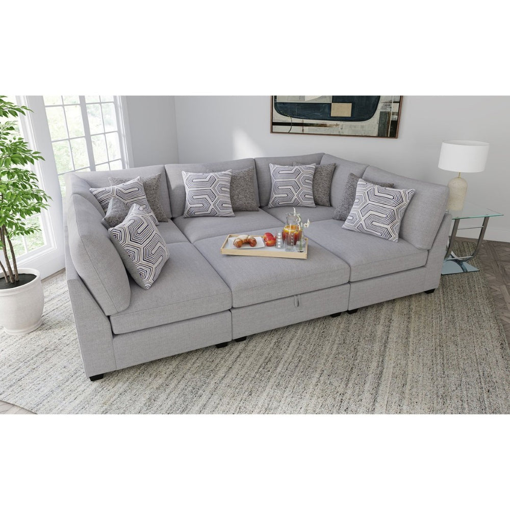 English Elm Lafayette Modular Sectional Sofa with Storage Ottoman and Down Feather Cushions B062S01445