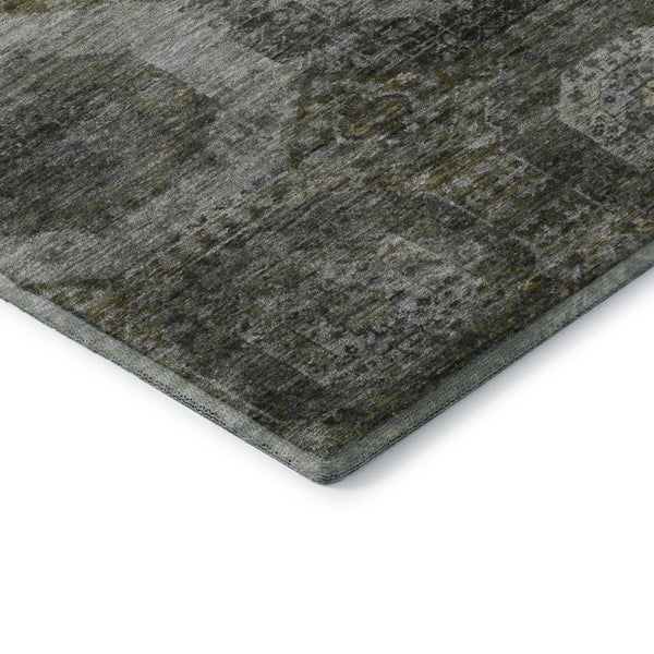 HomeRoots 10' X 14' Abstract Pewter Gray & Beige Geometric Area Rug - Washable, UV Protected, Stain Resistant 708970