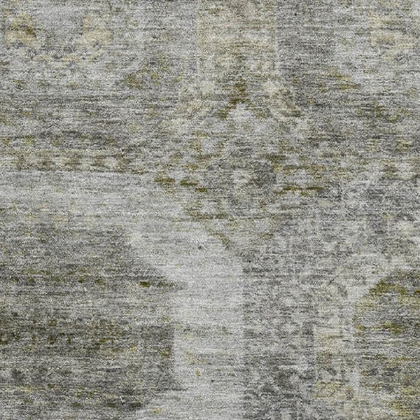 HomeRoots 10' X 14' Abstract Pewter Gray & Beige Geometric Area Rug - Washable, UV Protected, Stain Resistant 708970