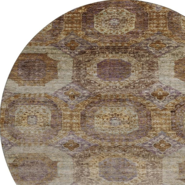 HomeRoots 8' X 10' Stylish Rust Brown & Beige Geometric Area Rug - Washable, UV Protected, Stain Resistant Design 708974