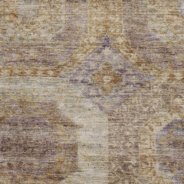 HomeRoots 9' X 12' Contemporary Rust Brown & Beige Abstract Geometric Area Rug with Washable, UV Protection 708975