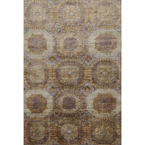 HomeRoots 9' X 12' Contemporary Rust Brown & Beige Abstract Geometric Area Rug with Washable, UV Protection 708975