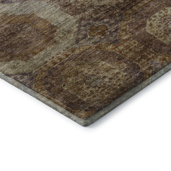 HomeRoots 10' X 14' Rust Brown and Beige Abstract Geometric Area Rug - Durable, Washable, UV Resistant, Pet-Friendly! 708976