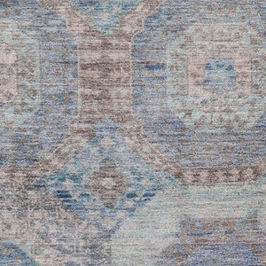 HomeRoots 5' X 8' Teal Gray & Blue Abstract Geometric Washable Area Rug with UV Protection for Busy Homes 708978