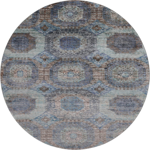 HomeRoots 8' X 10' Abstract Teal Gray & Blue Geometric Area Rug - Washable, UV-Protected, Durable Design! 708980