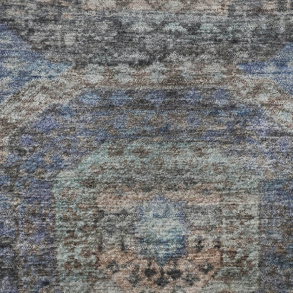 HomeRoots 8' X 10' Abstract Teal Gray & Blue Geometric Area Rug - Washable, UV-Protected, Durable Design! 708980