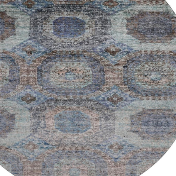 HomeRoots 8' X 10' Abstract Teal Gray & Blue Geometric Area Rug - Washable, UV-Protected, Durable Design! 708980