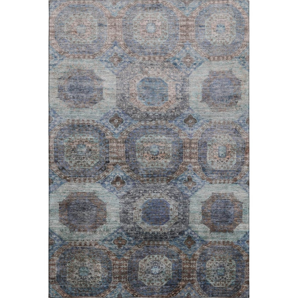 HomeRoots 9' X 12' Teal Gray Blue Abstract Geometric Area Rug - Durable, Washable, UV Protected for High-Traffic Spaces 708981