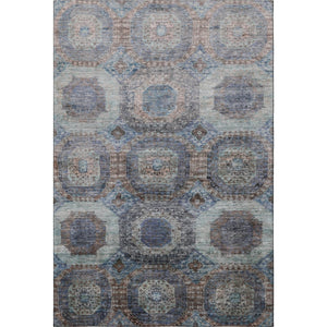 HomeRoots 9' X 12' Teal Gray Blue Abstract Geometric Area Rug - Durable, Washable, UV Protected for High-Traffic Spaces 708981