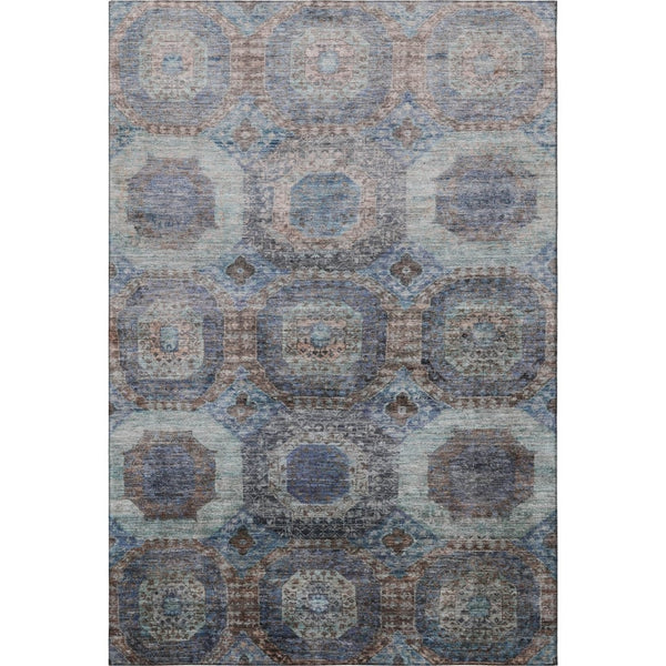 HomeRoots 9' X 12' Teal Gray Blue Abstract Geometric Area Rug - Durable, Washable, UV Protected for High-Traffic Spaces 708981