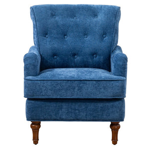 English Elm Accent Club Chair Chenille Upholstered with Spring Cushion Retro Wooden Legs Bedroom W3042P262910