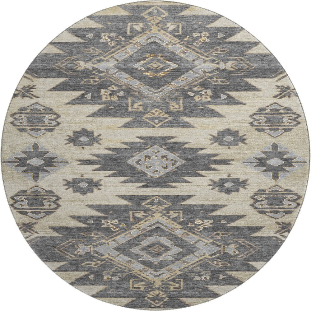 HomeRoots 8' X 10' Beige Tribal Area Rug - Washable, UV Protected, Stain Resistant & Perfect for Busy Homes 708986