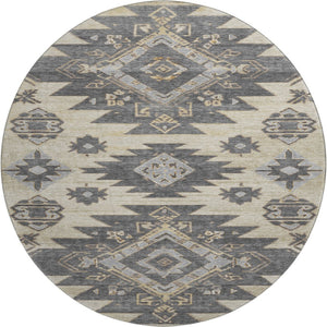 HomeRoots 8' X 10' Beige Tribal Area Rug - Washable, UV Protected, Stain Resistant & Perfect for Busy Homes 708986