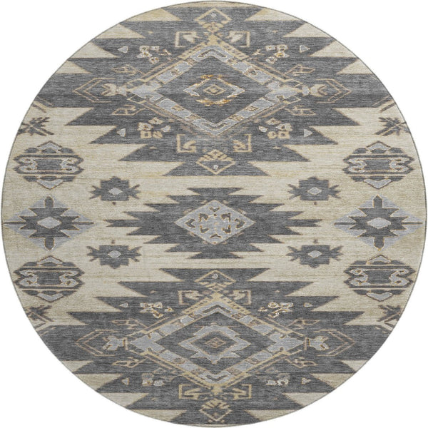 HomeRoots 8' X 10' Beige Tribal Area Rug - Washable, UV Protected, Stain Resistant & Perfect for Busy Homes 708986