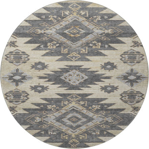HomeRoots 8' X 10' Beige Tribal Area Rug - Washable, UV Protected, Stain Resistant & Perfect for Busy Homes 708986