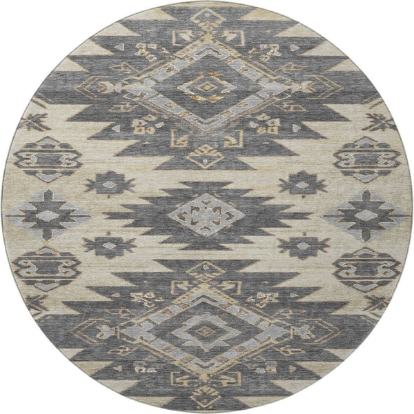 HomeRoots 8' X 10' Beige Tribal Area Rug - Washable, UV Protected, Stain Resistant & Perfect for Busy Homes 708986