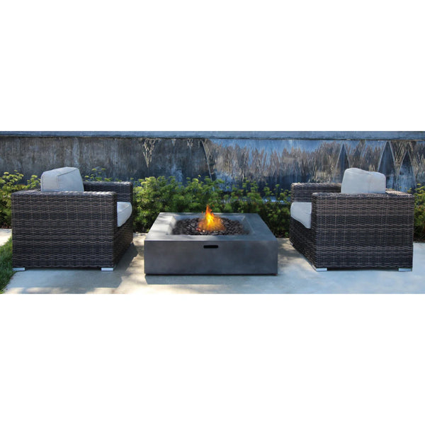 English Elm Fully Assembled 2-Piece Rattan Wicker Patio Set With Cushions & Modern Fire Pit For Outdoor Comfort B120S00144