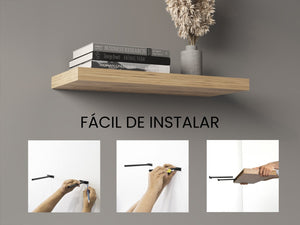 English Elm Double Wall Mounted Floating Shelves Warm Macadamia Finish Set for Living Room Decor B092P439926