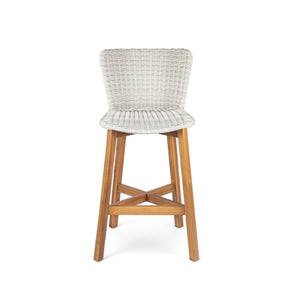 English Elm Christopher Knight Home® - Lymington Outdoor Bar Stool Set of 2 — Durable Acacia & Wicker Craft, Ergonomic 105° Backrest Comfort LIGHT GREY,Teak N775P278094G