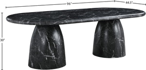 Meridian Furniture Cosenza Art Deco Concrete Dining Table Seats Eight to Ten Indoors or Outdoors Black 96 inches 708Black-T