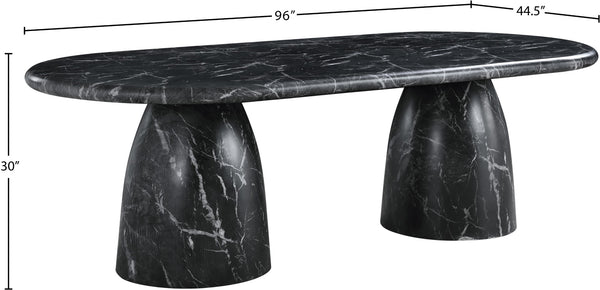Meridian Furniture Cosenza Art Deco Concrete Dining Table Seats Eight to Ten Indoors or Outdoors Black 96 inches 708Black-T