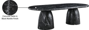 Meridian Furniture Cosenza Art Deco Concrete Dining Table Seats Eight to Ten Indoors or Outdoors Black 96 inches 708Black-T