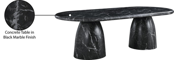 Meridian Furniture Cosenza Art Deco Concrete Dining Table Seats Eight to Ten Indoors or Outdoors Black 96 inches 708Black-T