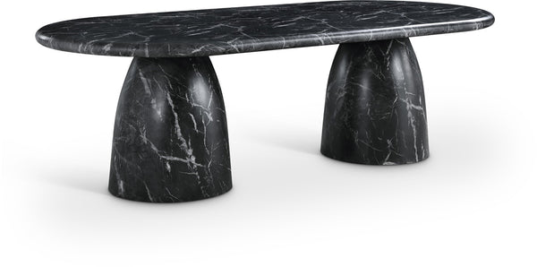 Meridian Furniture Cosenza Art Deco Concrete Dining Table Seats Eight to Ten Indoors or Outdoors Black 96 inches 708Black-T