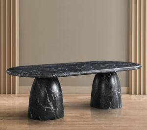 Meridian Furniture Cosenza Art Deco Concrete Dining Table Seats Eight to Ten Indoors or Outdoors Black 96 inches 708Black-T
