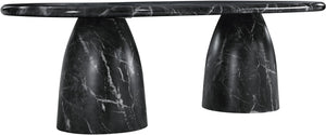 Meridian Furniture Cosenza Art Deco Concrete Dining Table Seats Eight to Ten Indoors or Outdoors Black 96 inches 708Black-T