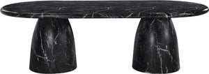 Meridian Furniture Cosenza Art Deco Concrete Dining Table Seats Eight to Ten Indoors or Outdoors Black 96 inches 708Black-T